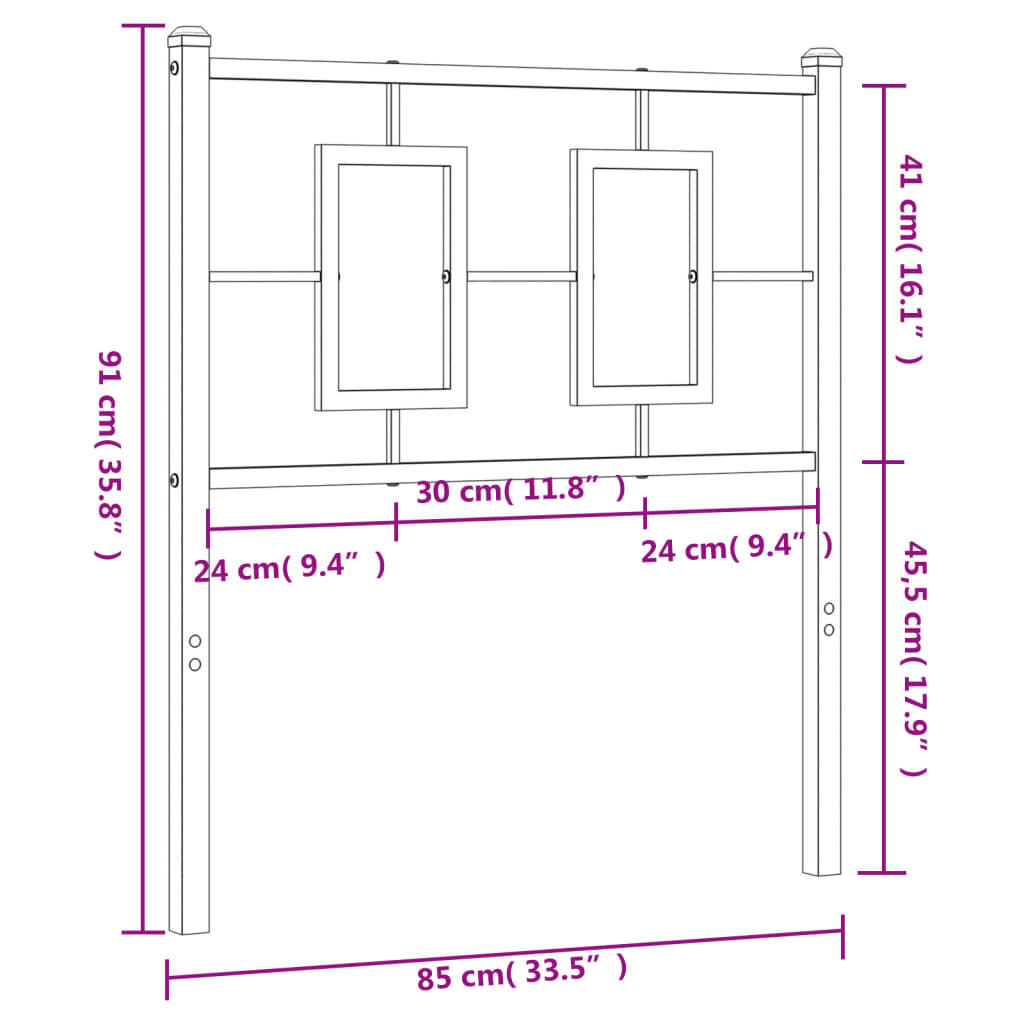 vidaXL Cabecero de metal negro 80 cm