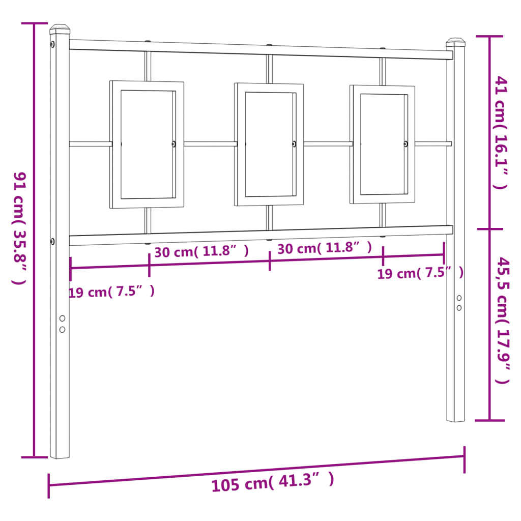 vidaXL Cabecero de metal negro 100 cm