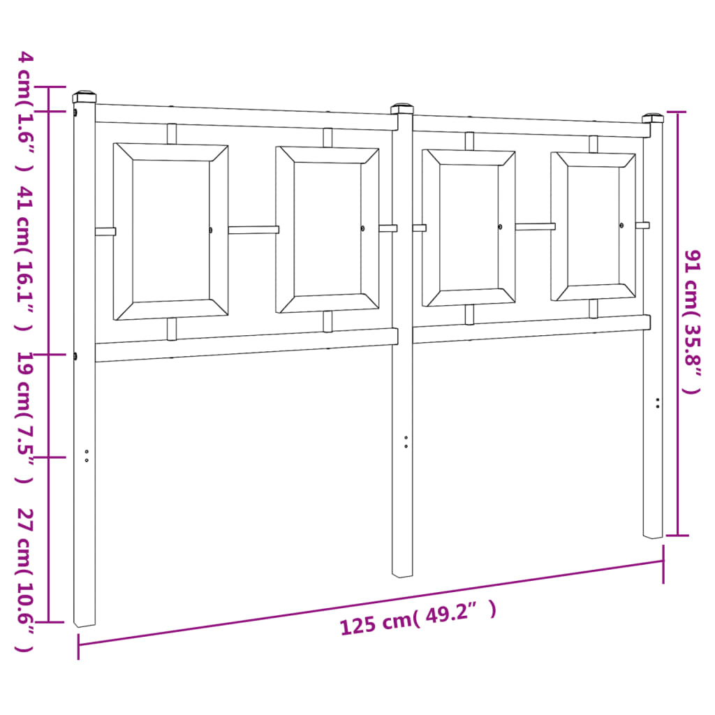 vidaXL Cabecero de metal negro 120 cm