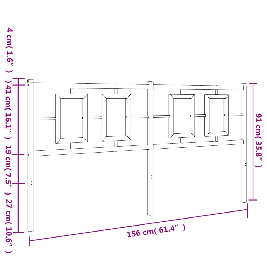 vidaXL Cabecero de metal negro 150 cm