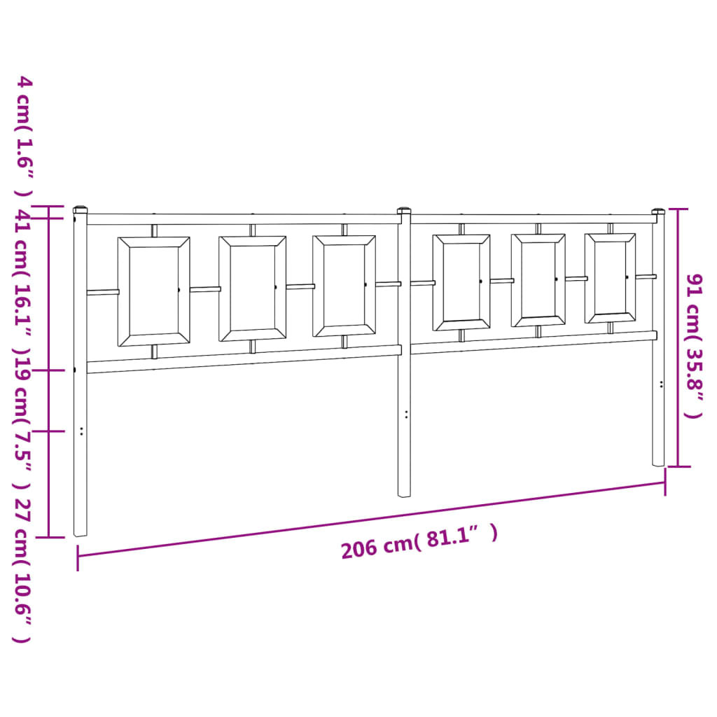 vidaXL Cabecero de metal negro 200 cm