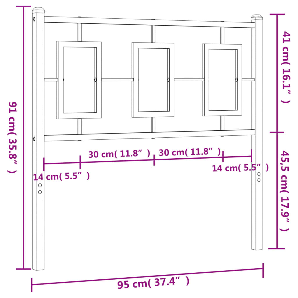 vidaXL Cabecero de metal blanco 90 cm