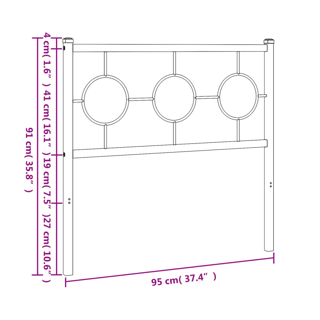 vidaXL Cabecero de metal negro 90 cm