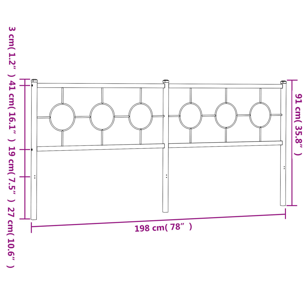 vidaXL Cabecero de metal negro 193 cm