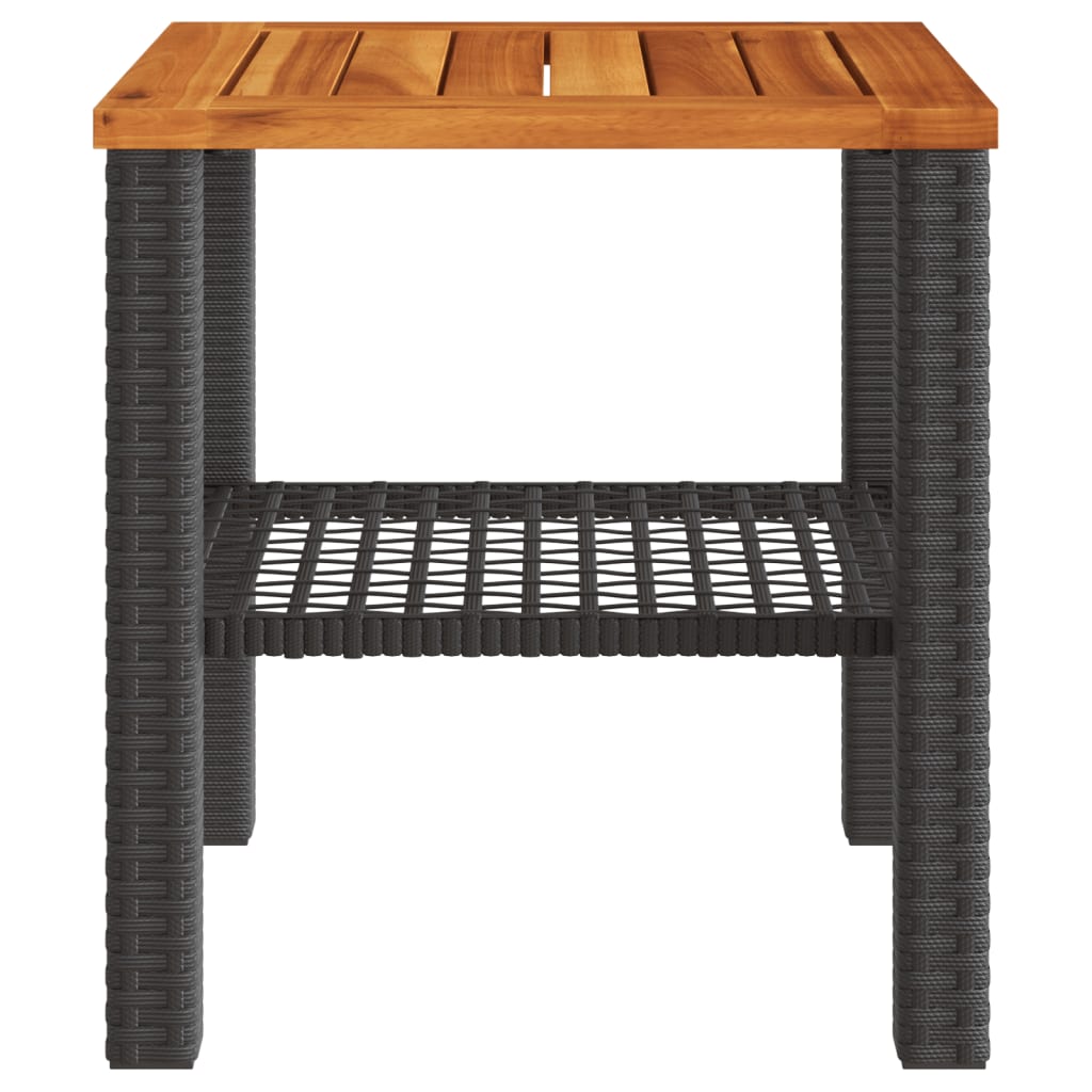 vidaXL Mesa de jardín ratán sintético madera acacia negro 40x40x42 cm