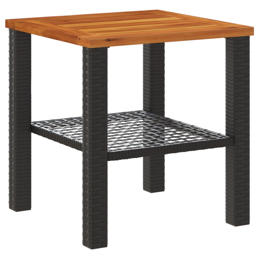 vidaXL Mesa de jardín ratán sintético madera acacia negro 40x40x42 cm