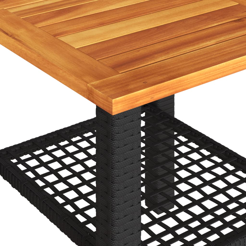 vidaXL Mesa de jardín ratán sintético madera acacia negro 40x40x42 cm