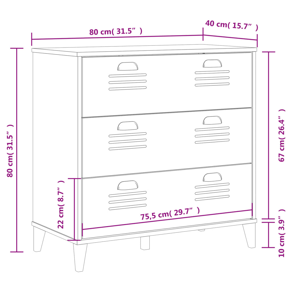 vidaXL Cajonera VIKEN madera de ingeniería blanca