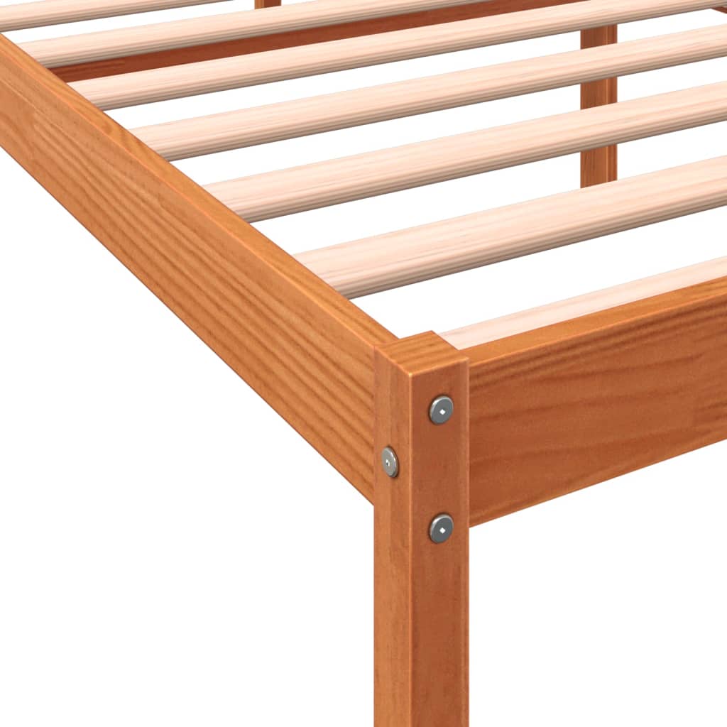 vidaXL Cama para mayores madera maciza de pino marrón cera 75x190 cm