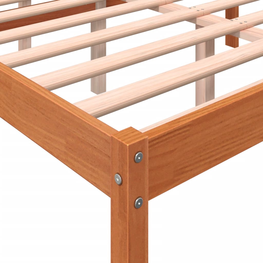 vidaXL Cama para mayores madera maciza de pino marrón cera 120x190 cm