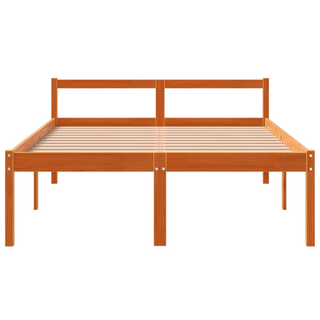 vidaXL Cama para mayores madera maciza de pino marrón cera 120x200 cm