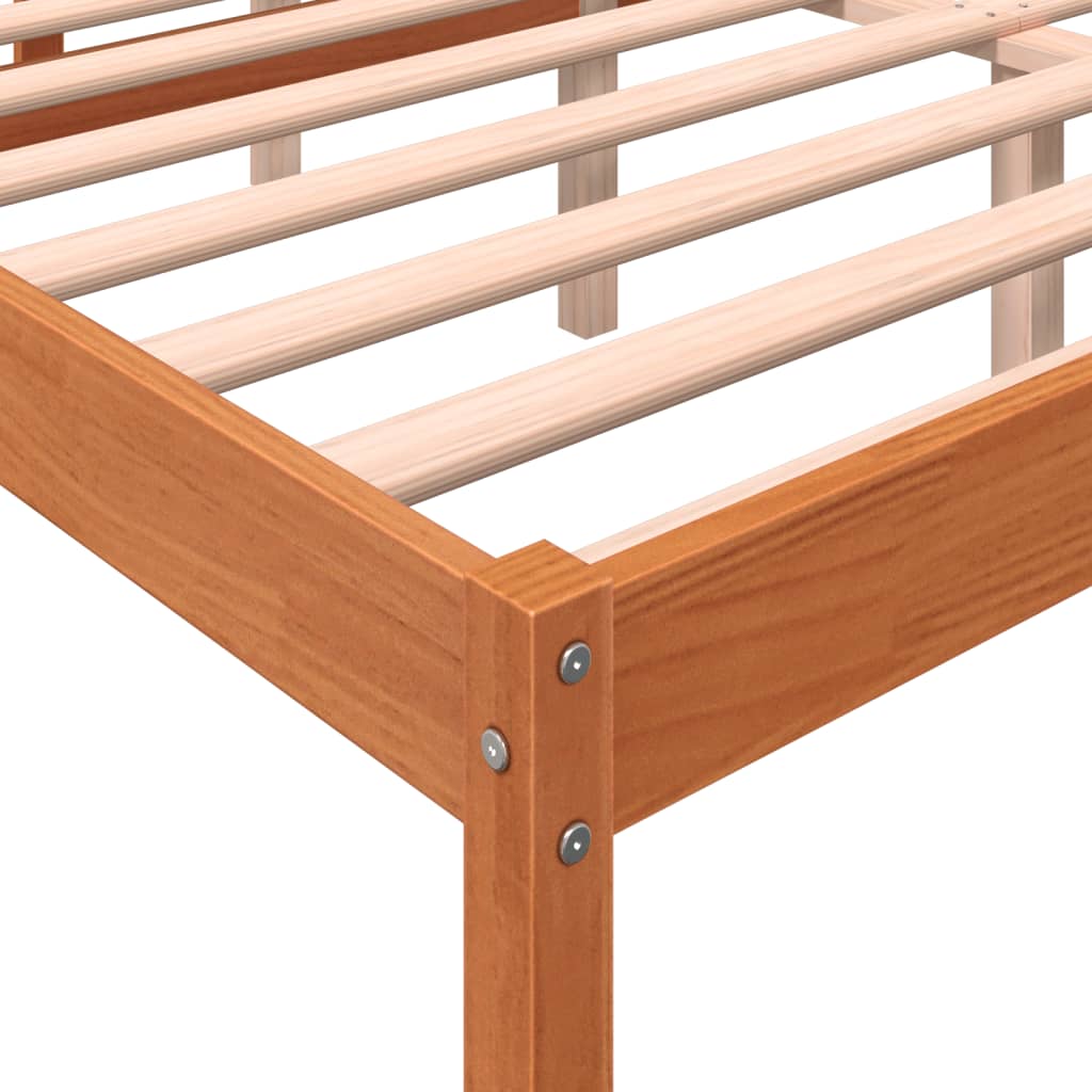 vidaXL Cama para mayores madera maciza de pino marrón cera 150x200 cm