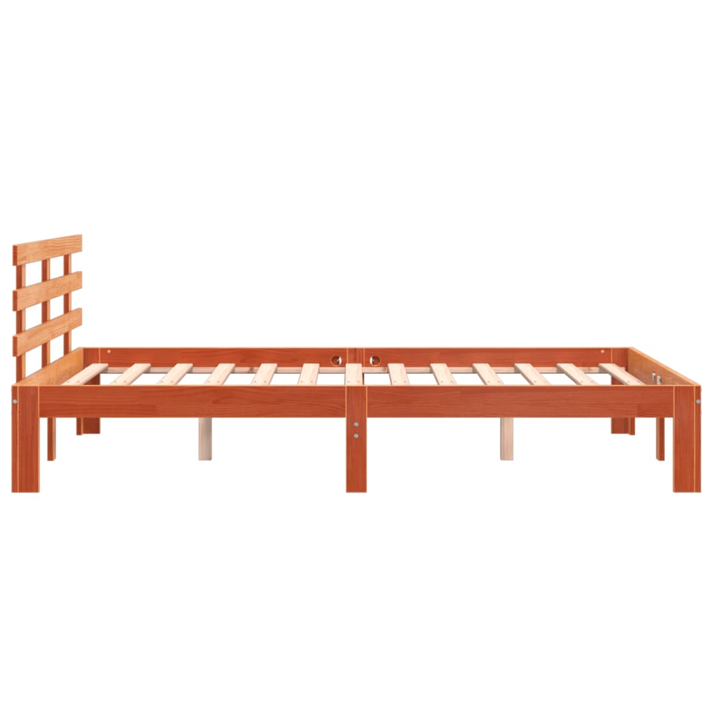 vidaXL Cama sin colchón madera maciza de pino marrón cera 140x190 cm