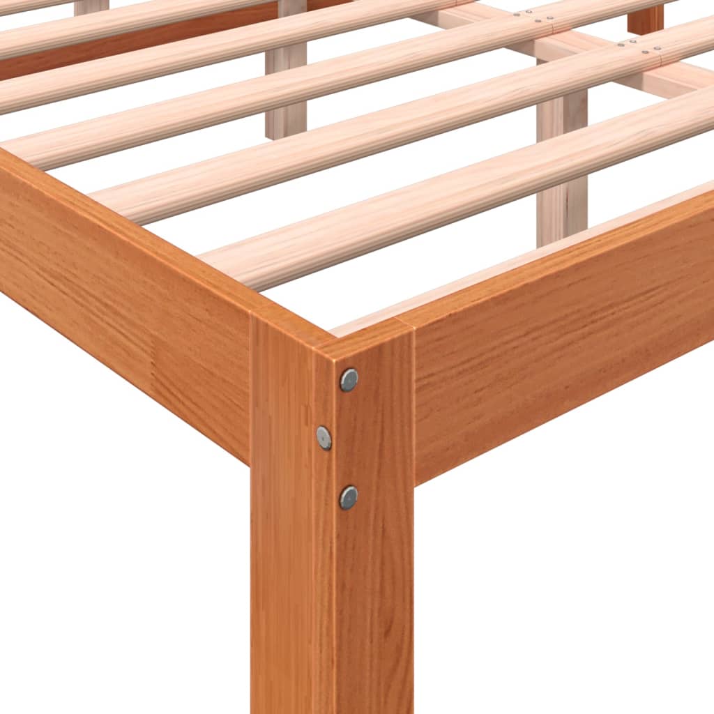 vidaXL Cama sin colchón madera maciza de pino marrón cera 140x190 cm