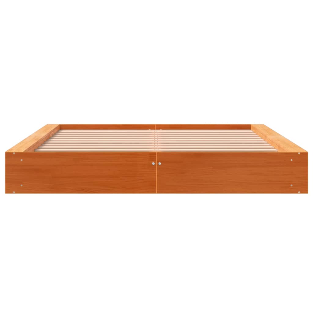 vidaXL Cama sin colchón madera maciza de pino marrón cera 140x190 cm