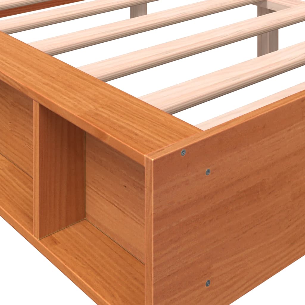 vidaXL Cama sin colchón madera maciza de pino marrón cera 140x190 cm