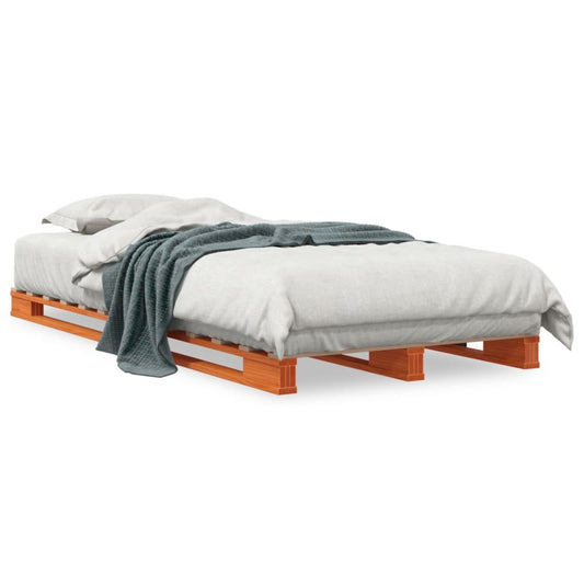 vidaXL Cama de palets madera maciza de pino marrón cera 90x200 cm