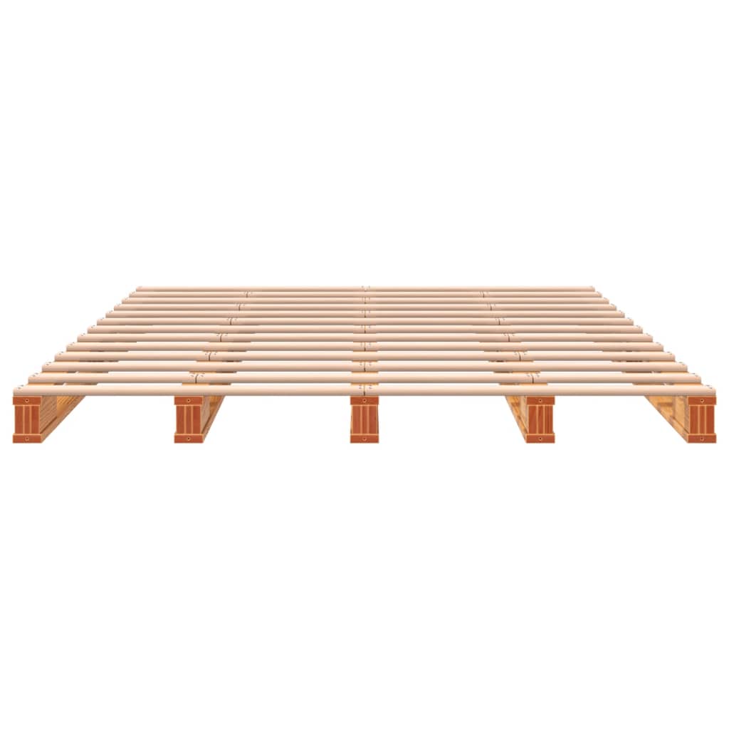 vidaXL Cama de palets madera maciza de pino marrón cera 140x200 cm