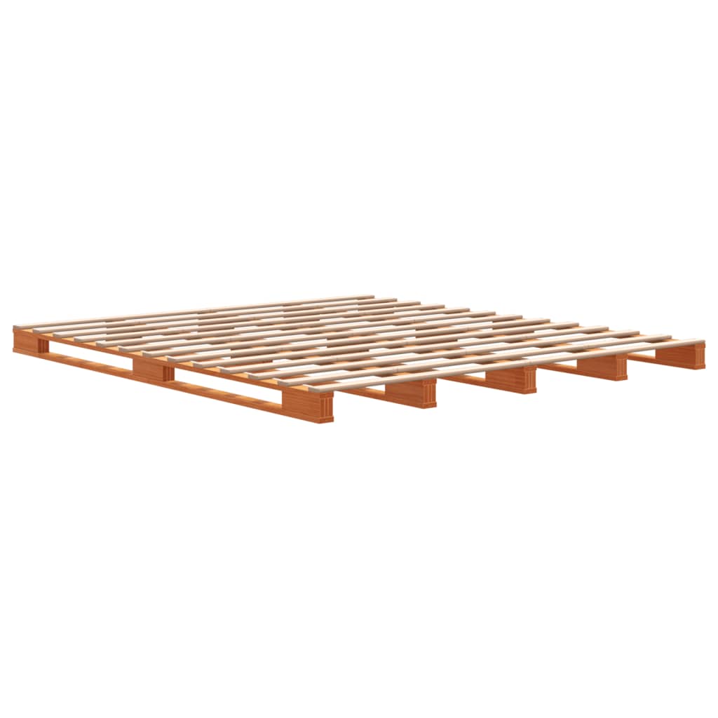 vidaXL Cama de palets madera maciza de pino marrón cera 180x200 cm