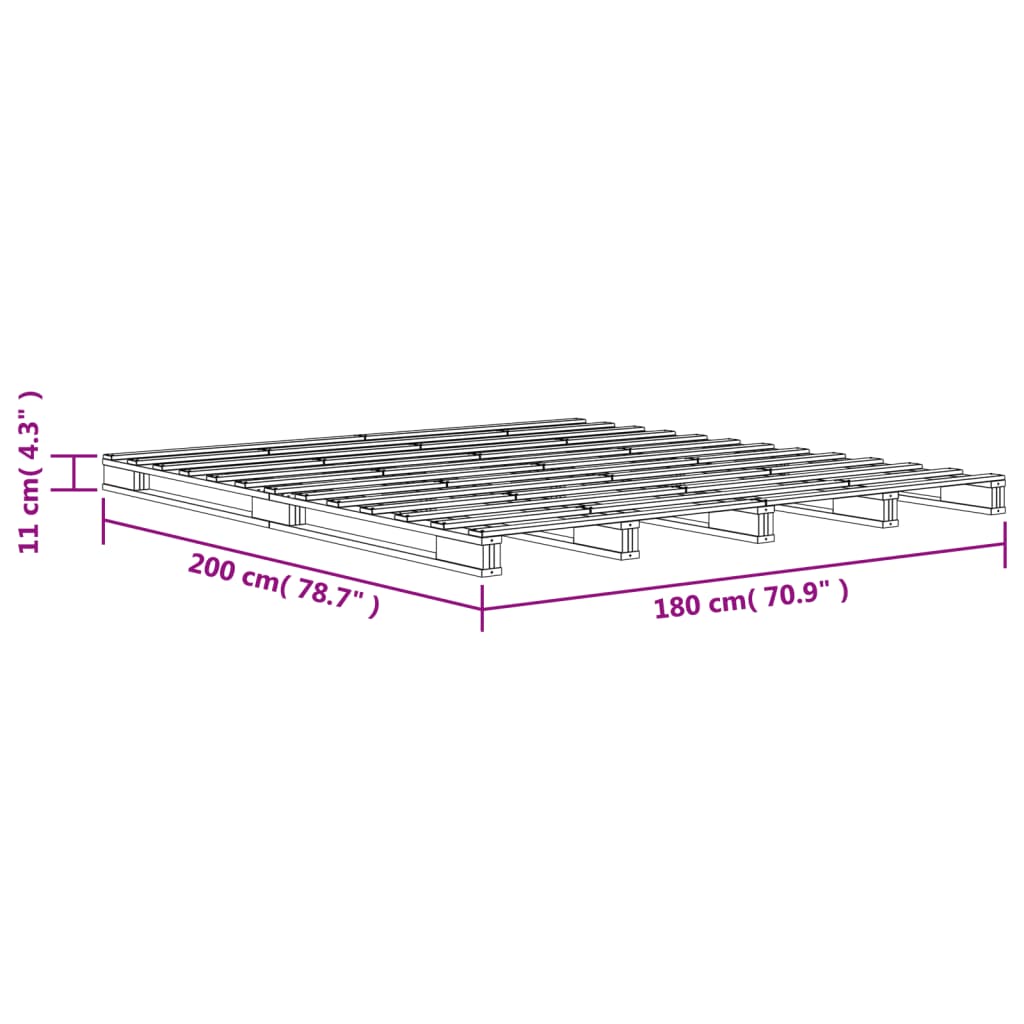 vidaXL Cama de palets madera maciza de pino marrón cera 180x200 cm