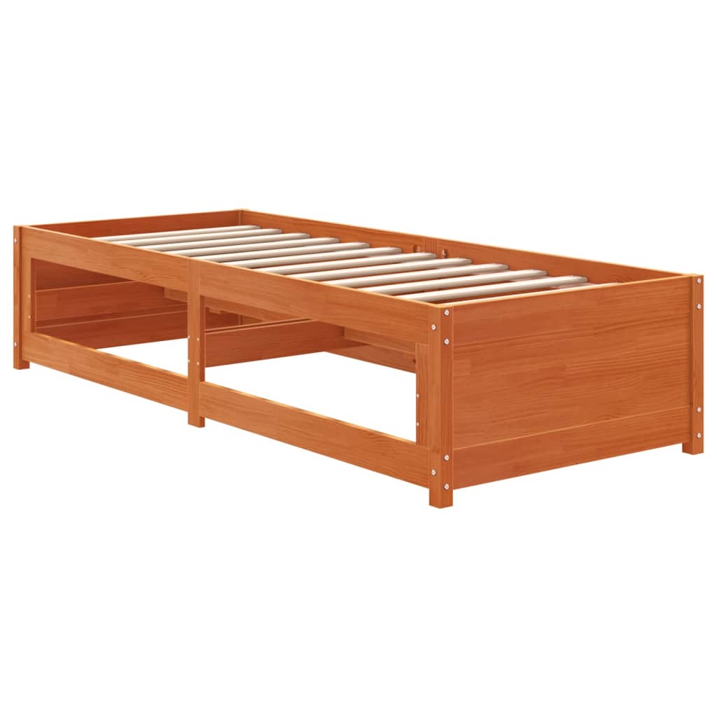 vidaXL Sofá cama sin colchón madera maciza pino marrón cera 90x200 cm