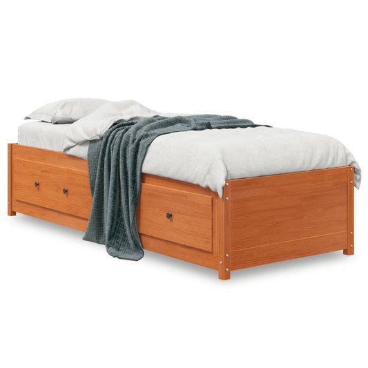 vidaXL Sofá cama sin colchón madera maciza pino marrón cera 90x200 cm