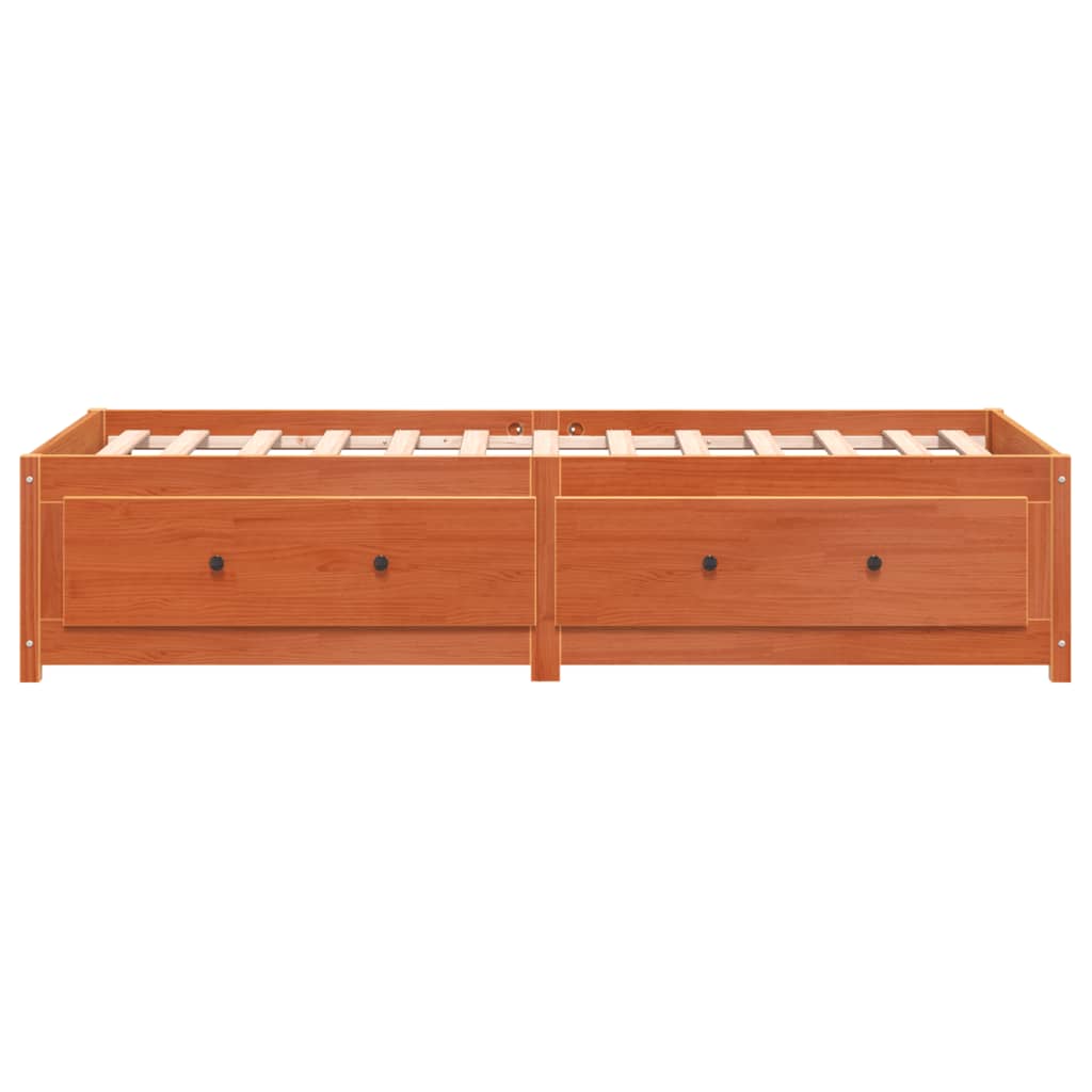 vidaXL Sofá cama sin colchón madera maciza pino marrón cera 90x190 cm