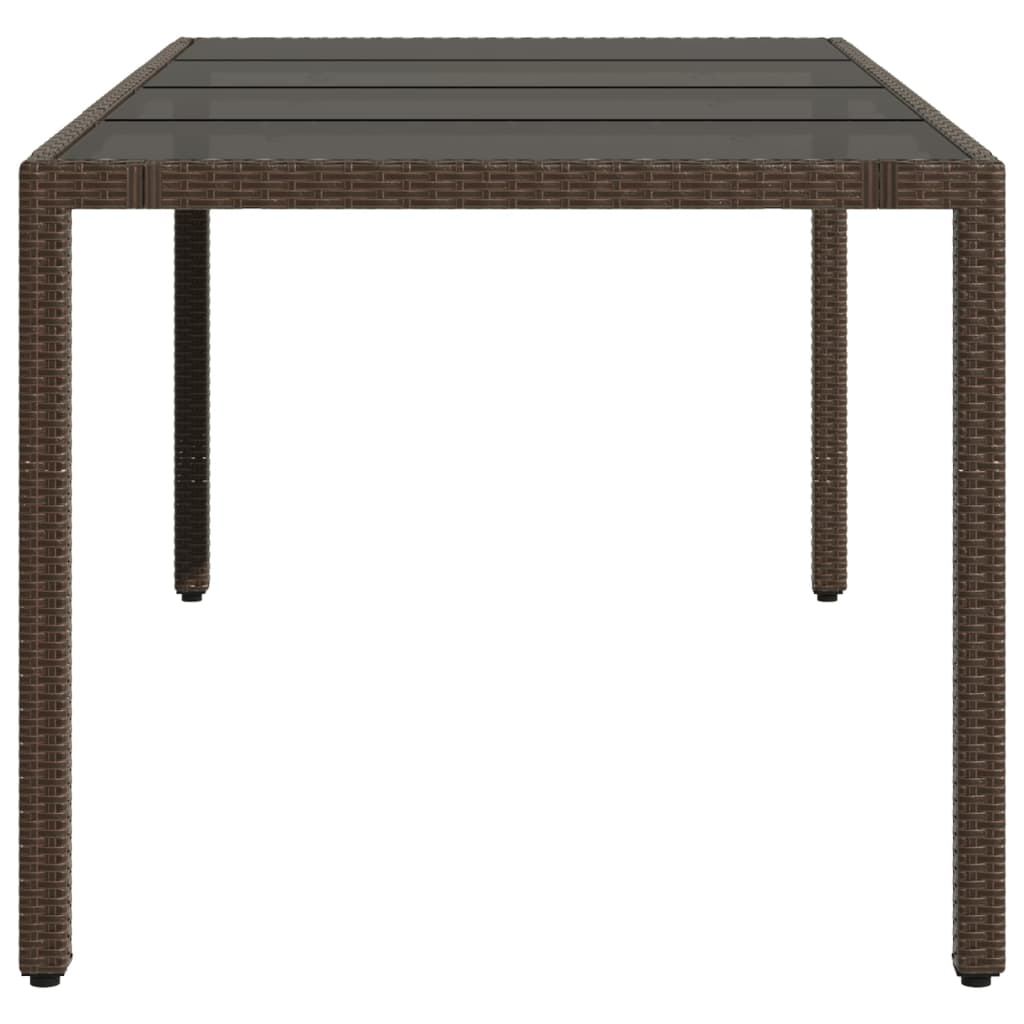 vidaXL Mesa de jardín superficie de vidrio ratán PE marrón 190x90x75cm