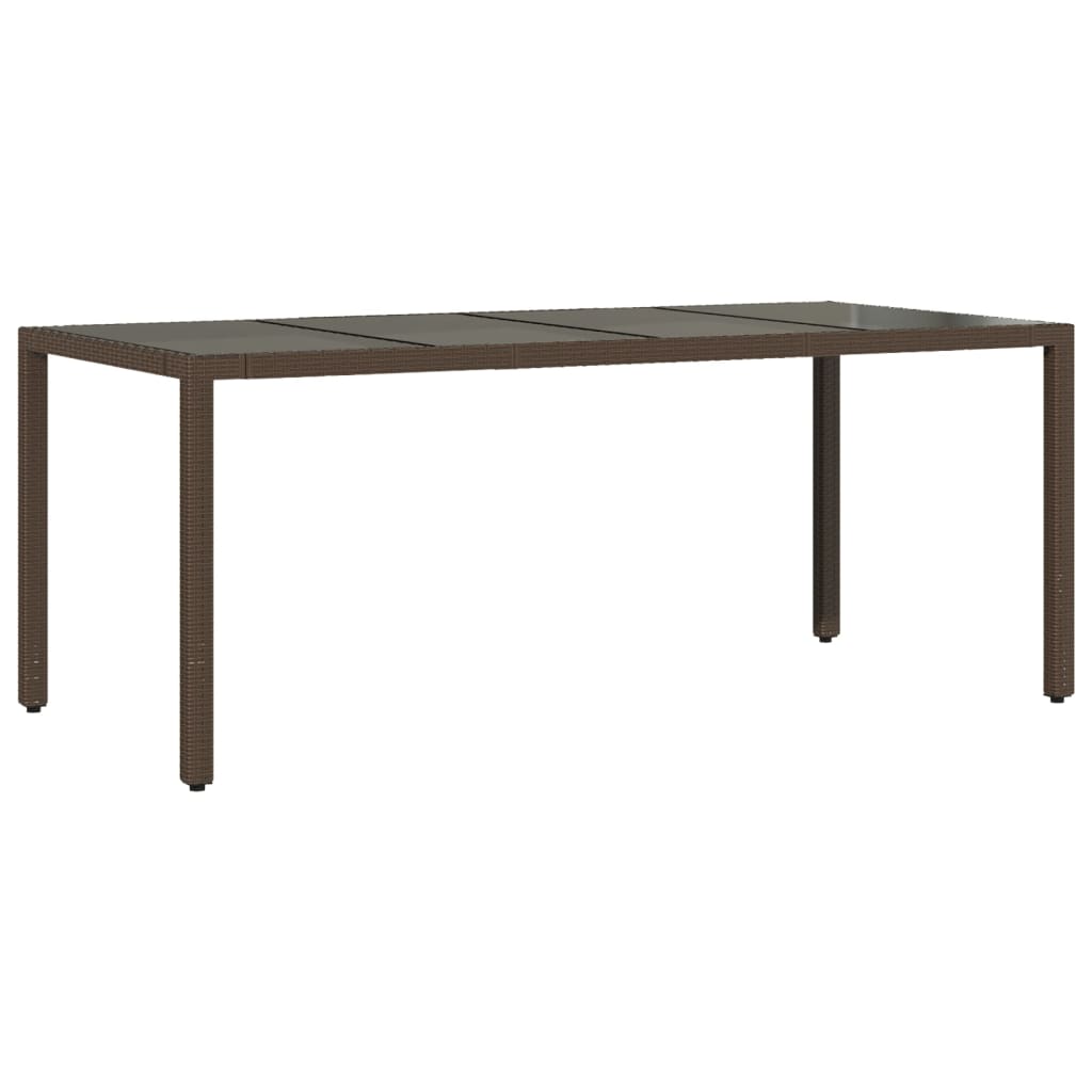 vidaXL Mesa de jardín superficie de vidrio ratán PE marrón 190x90x75cm