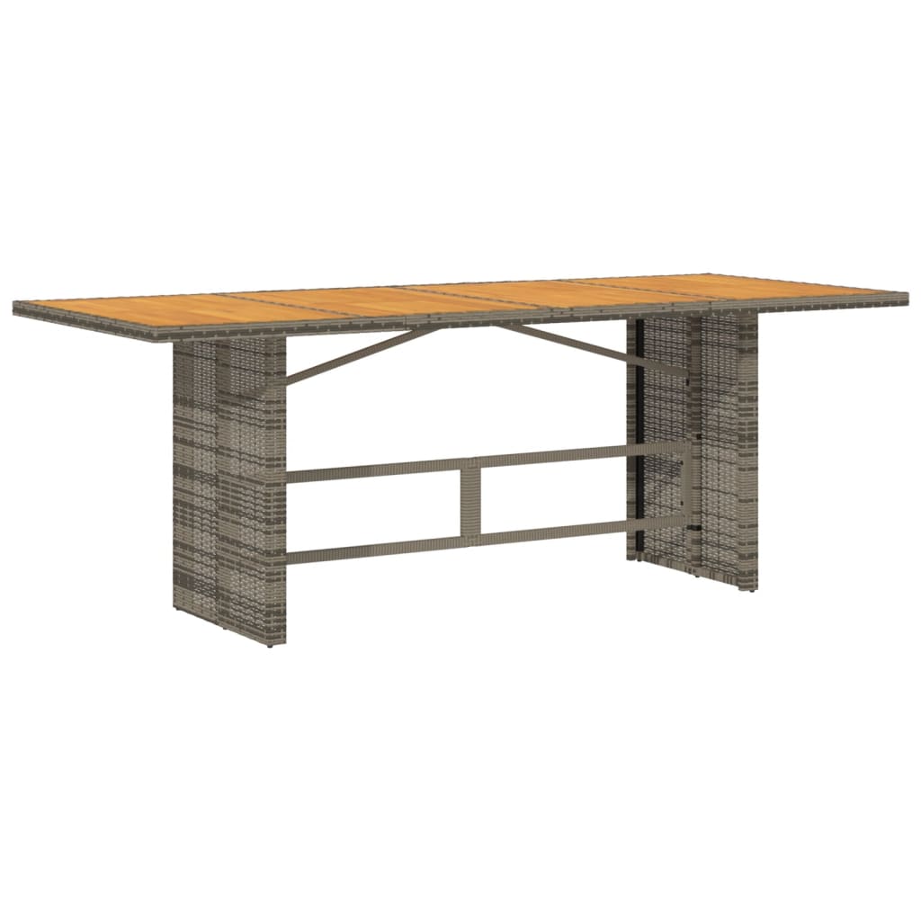 vidaXL Mesa de jardín superficie madera acacia ratán gris 190x80x75cm