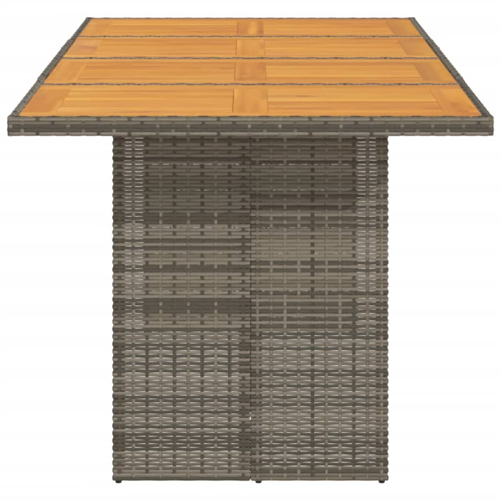 vidaXL Mesa de jardín superficie madera acacia ratán gris 190x80x75cm