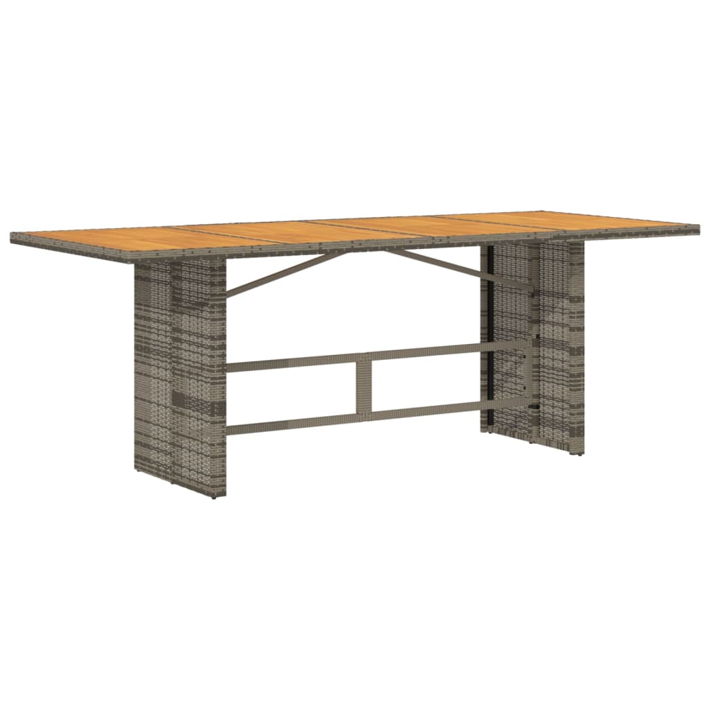 vidaXL Mesa de jardín superficie madera acacia ratán gris 190x80x75cm