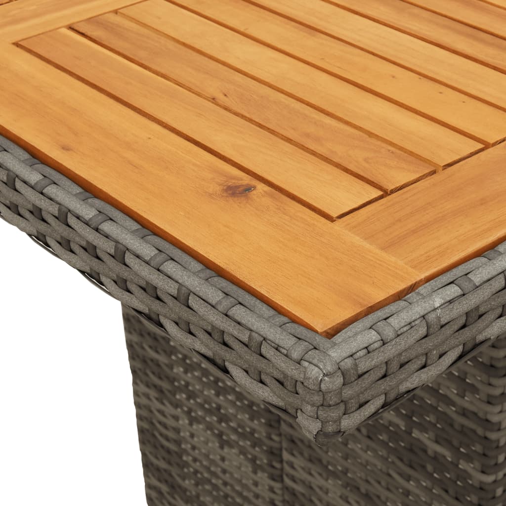 vidaXL Mesa de jardín superficie madera acacia ratán gris 190x80x75cm