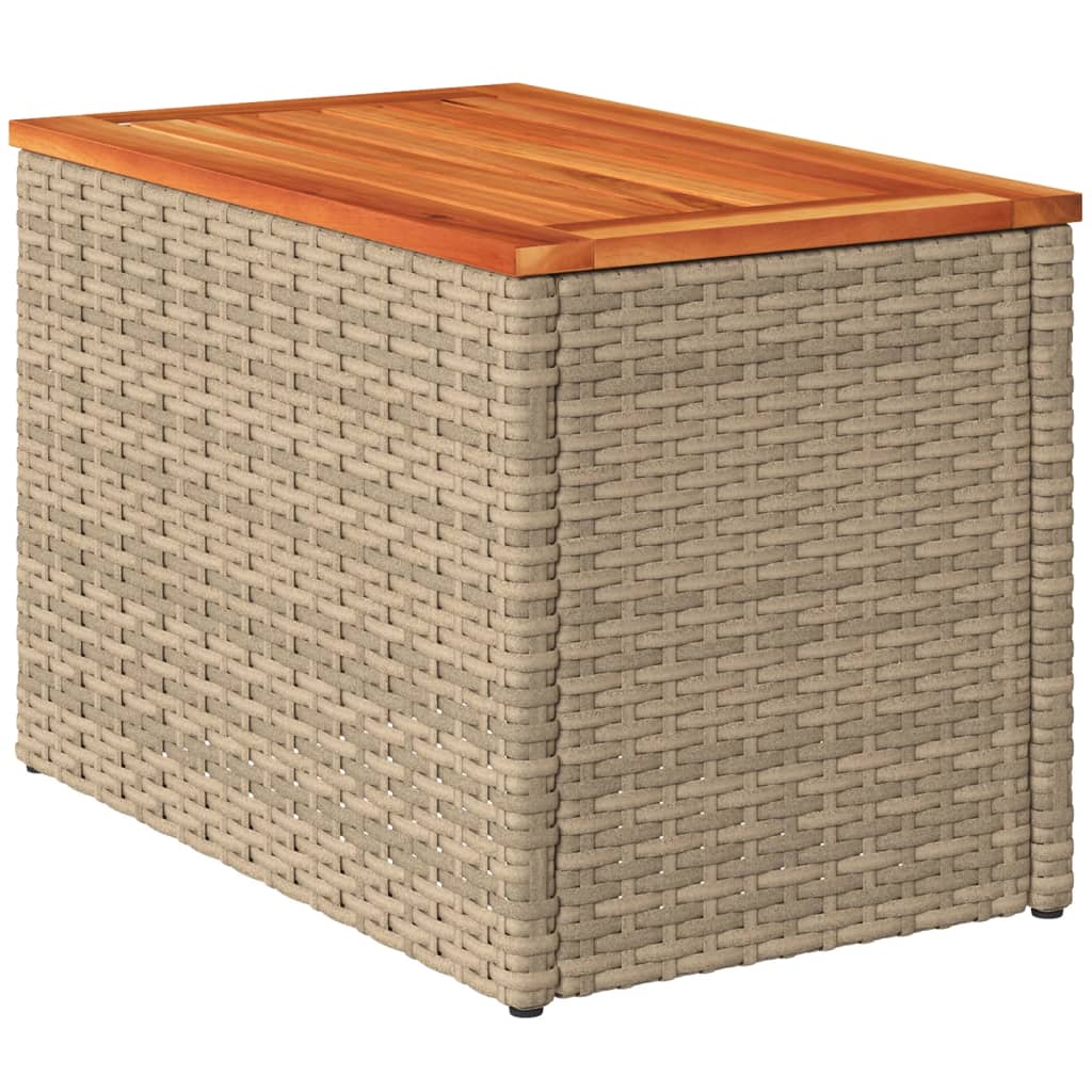 vidaXL Mesas auxiliares de jardín 2 uds ratán madera beige 55x34x37cm