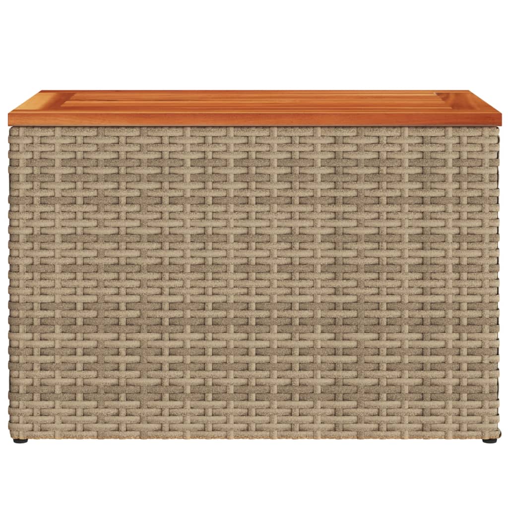 vidaXL Mesas auxiliares de jardín 2 uds ratán madera beige 55x34x37cm