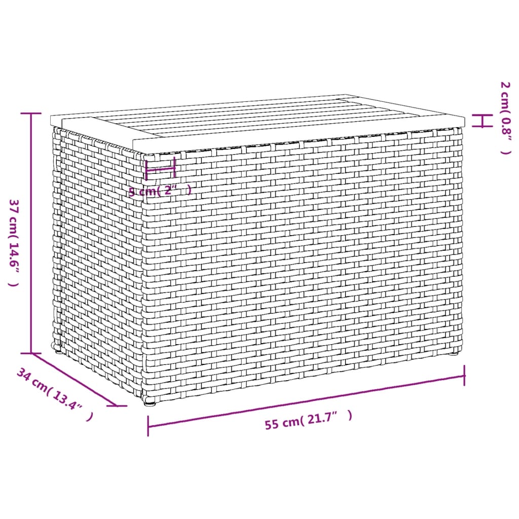 vidaXL Mesas auxiliares de jardín 2 uds ratán madera beige 55x34x37cm