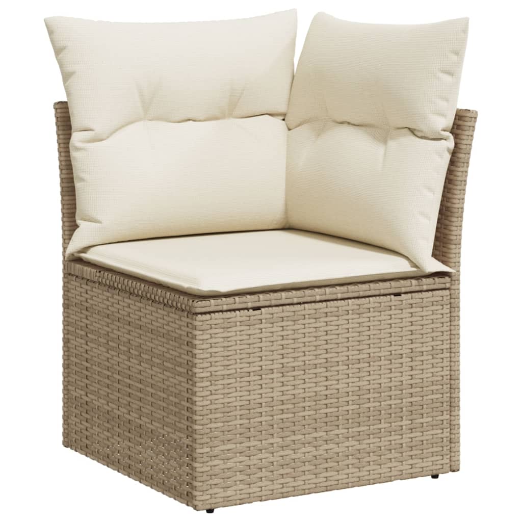 vidaXL Sillón de esquina de jardín con cojines ratán sintético beige