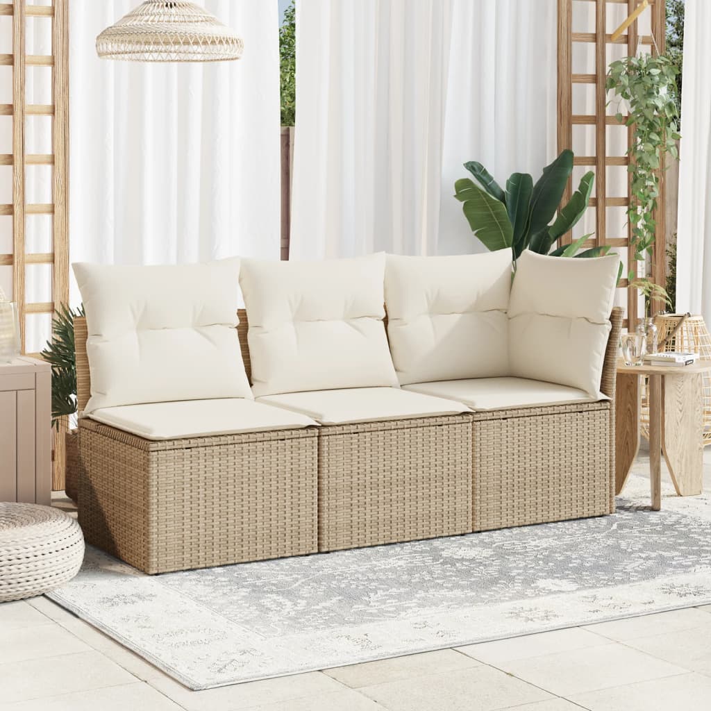 vidaXL Sillón de esquina de jardín con cojines ratán sintético beige