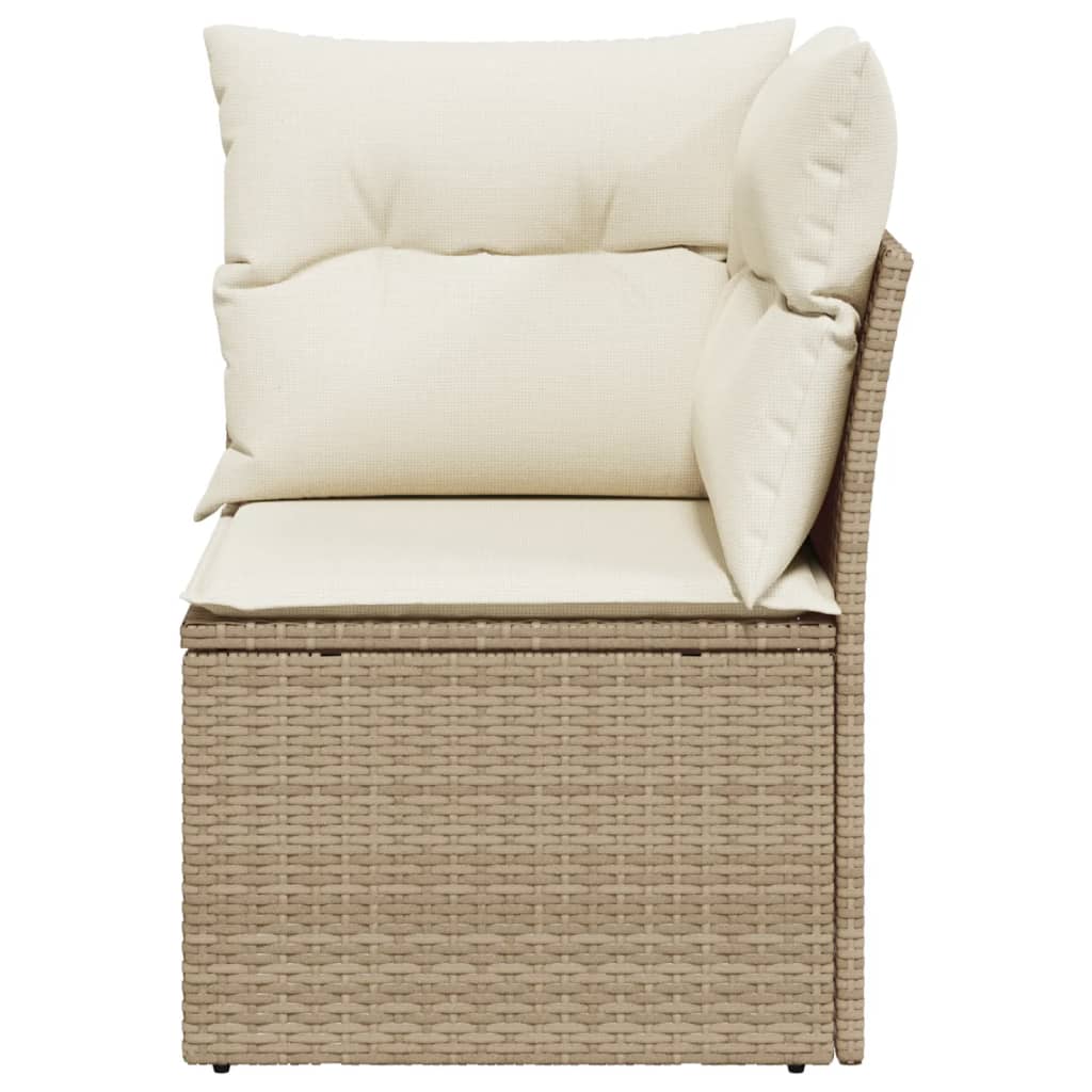 vidaXL Sillón de esquina de jardín con cojines ratán sintético beige