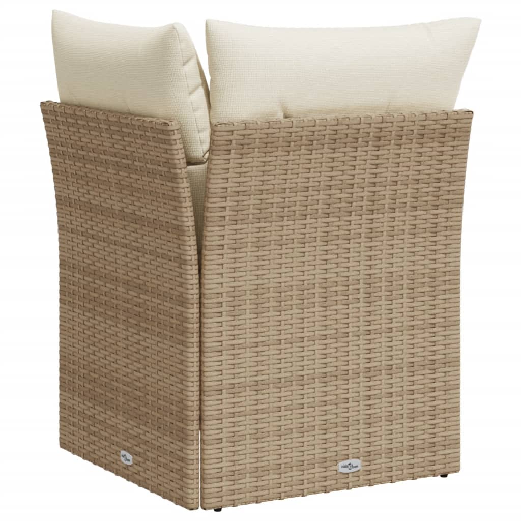 vidaXL Sillón de esquina de jardín con cojines ratán sintético beige