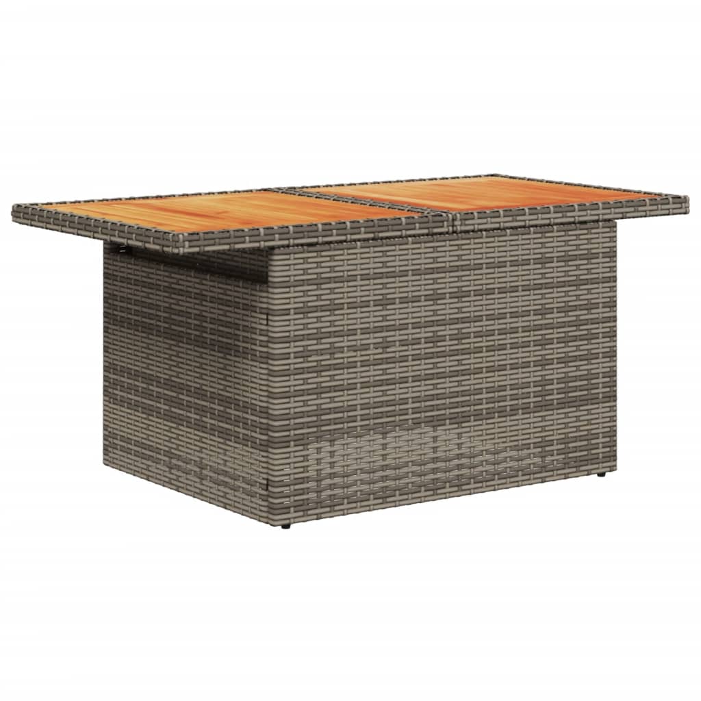 vidaXL Mesa de jardín ratán PE y madera de acacia gris 100x55x73 cm