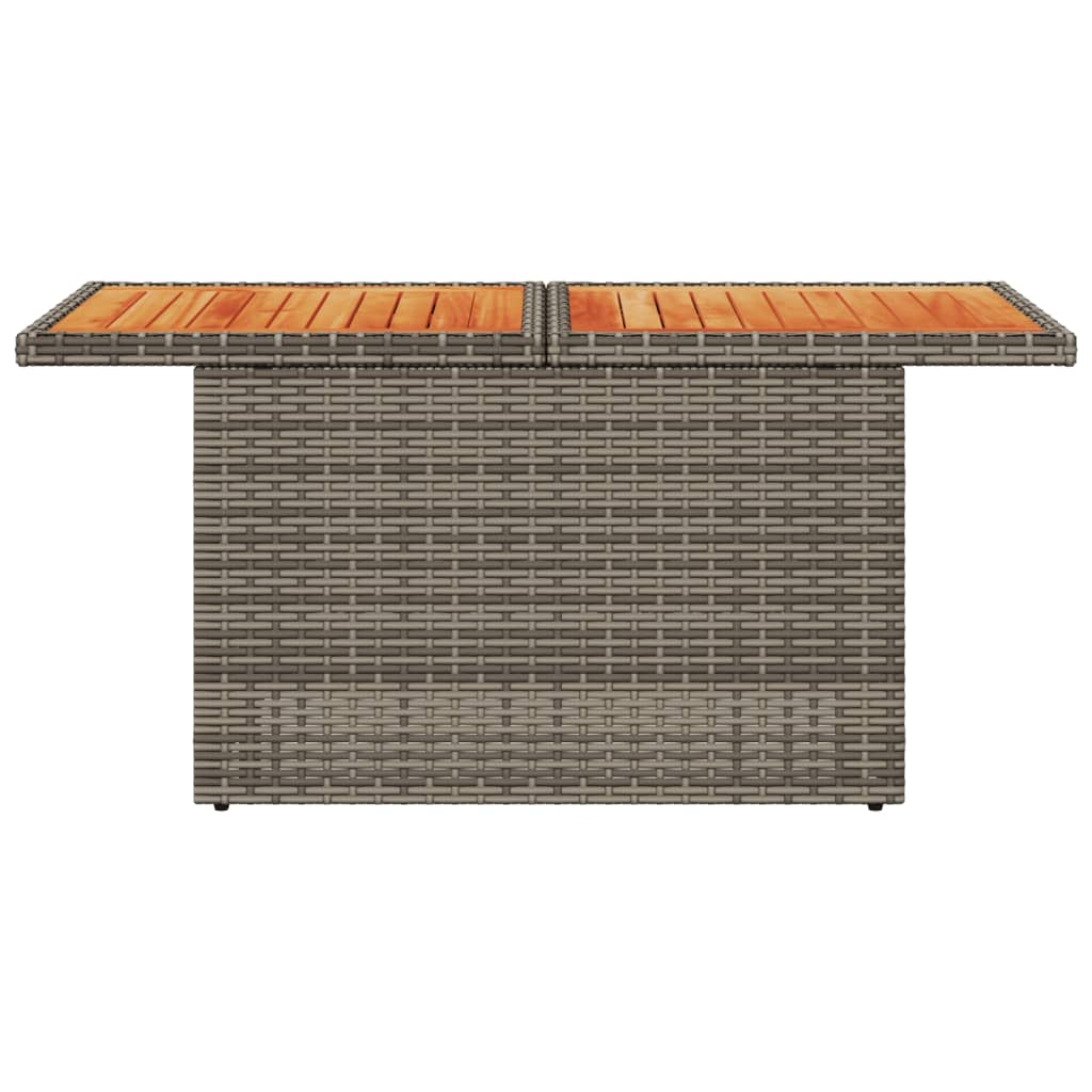 vidaXL Mesa de jardín ratán PE y madera de acacia gris 100x55x73 cm