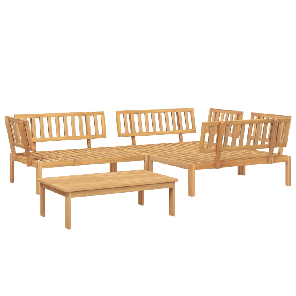 vidaXL Set de sofás de palets de jardín 4 pzas madera maciza de acacia