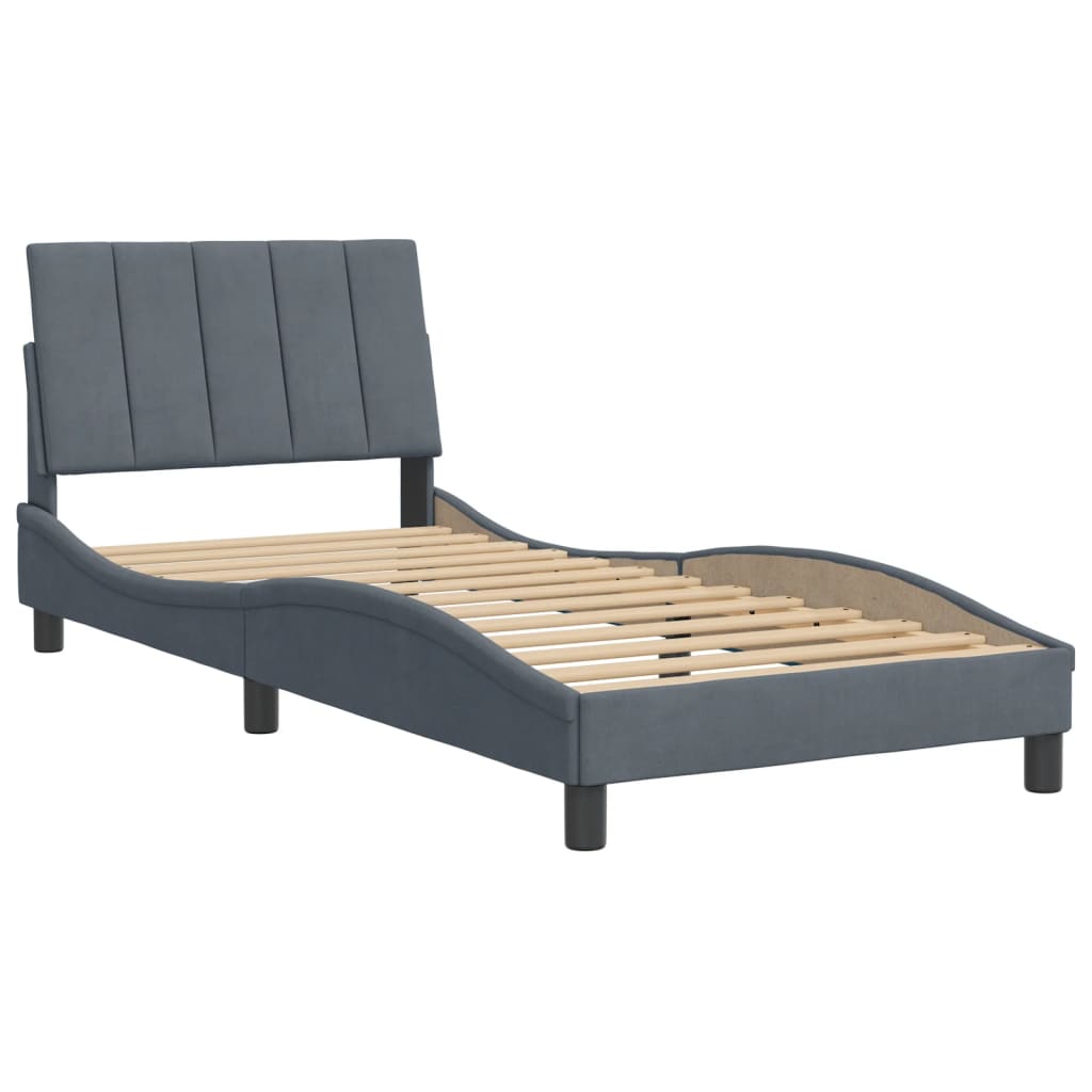 vidaXL Estructura de cama sin colchón terciopelo gris oscuro 80x200 cm