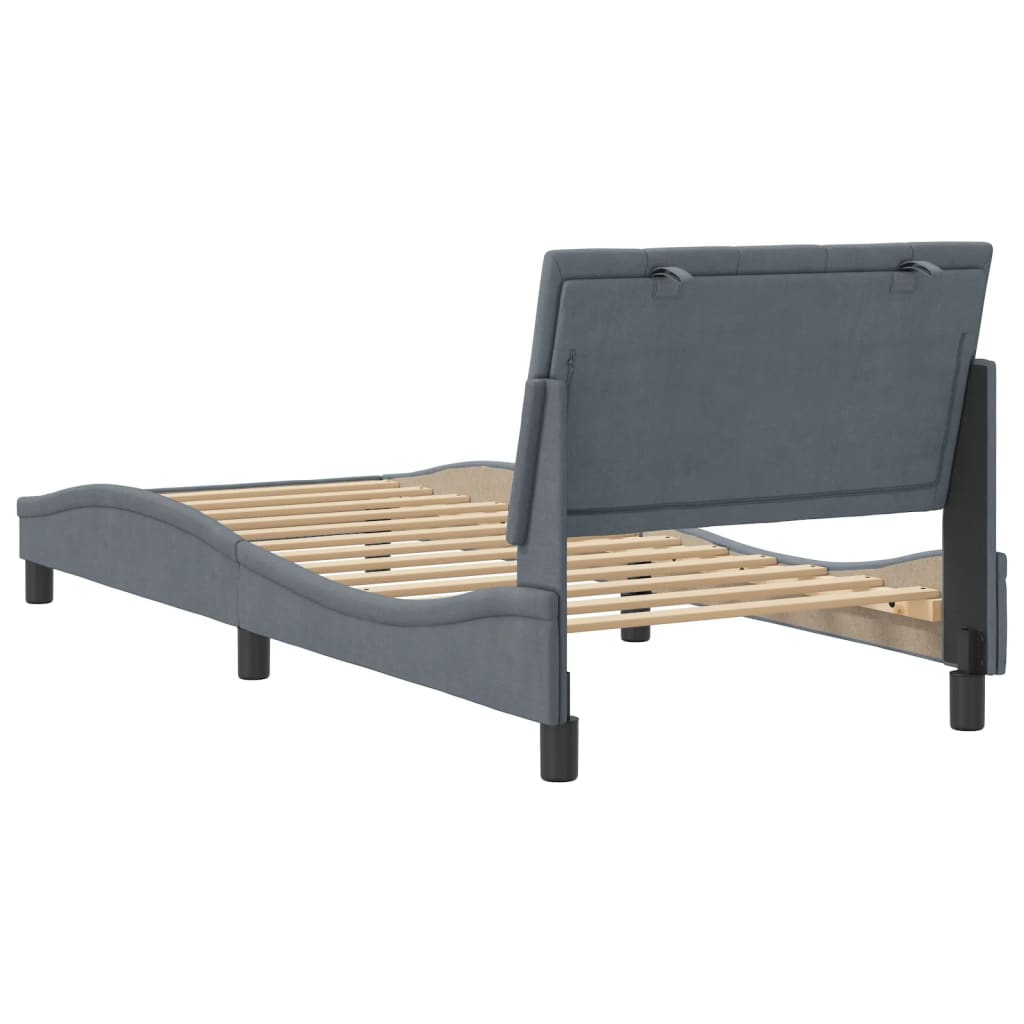 vidaXL Estructura de cama sin colchón terciopelo gris oscuro 80x200 cm