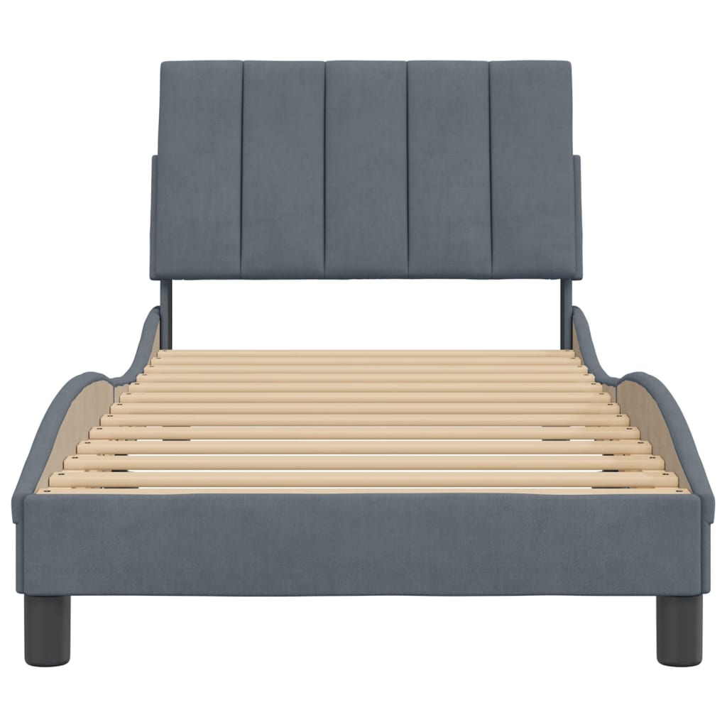 vidaXL Estructura de cama sin colchón terciopelo gris oscuro 90x200 cm