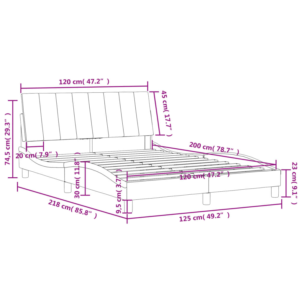 vidaXL Estructura de cama sin colchón terciopelo negro 120x200 cm