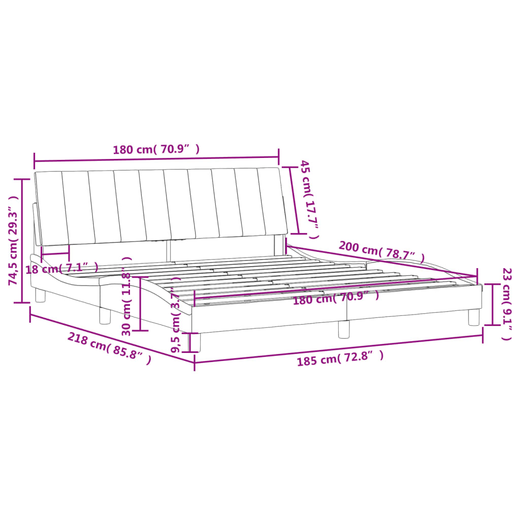 vidaXL Estructura de cama sin colchón terciopelo negro 180x200 cm