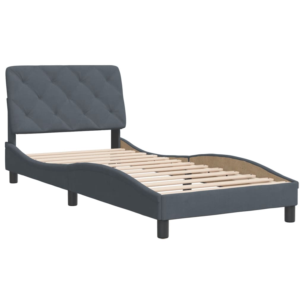 vidaXL Estructura de cama sin colchón terciopelo gris oscuro 90x190 cm