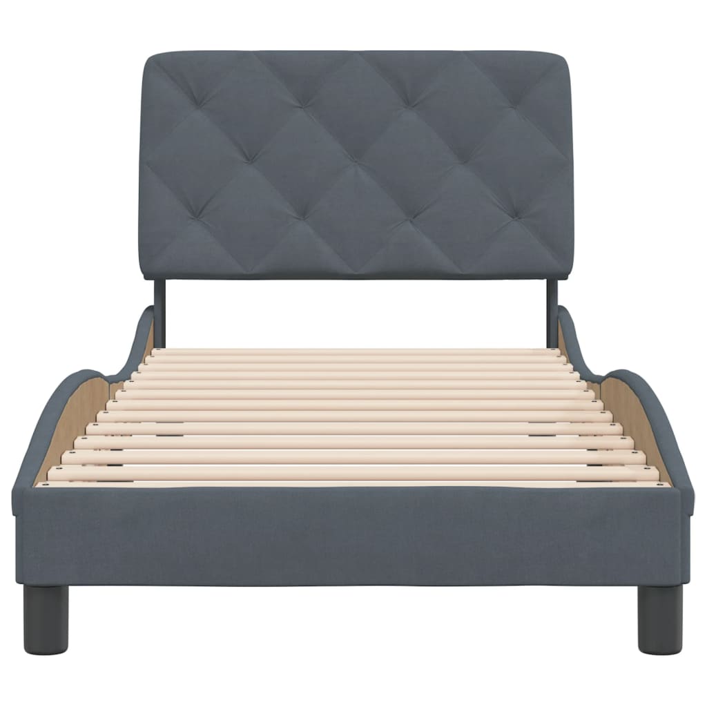 vidaXL Estructura de cama sin colchón terciopelo gris oscuro 90x190 cm